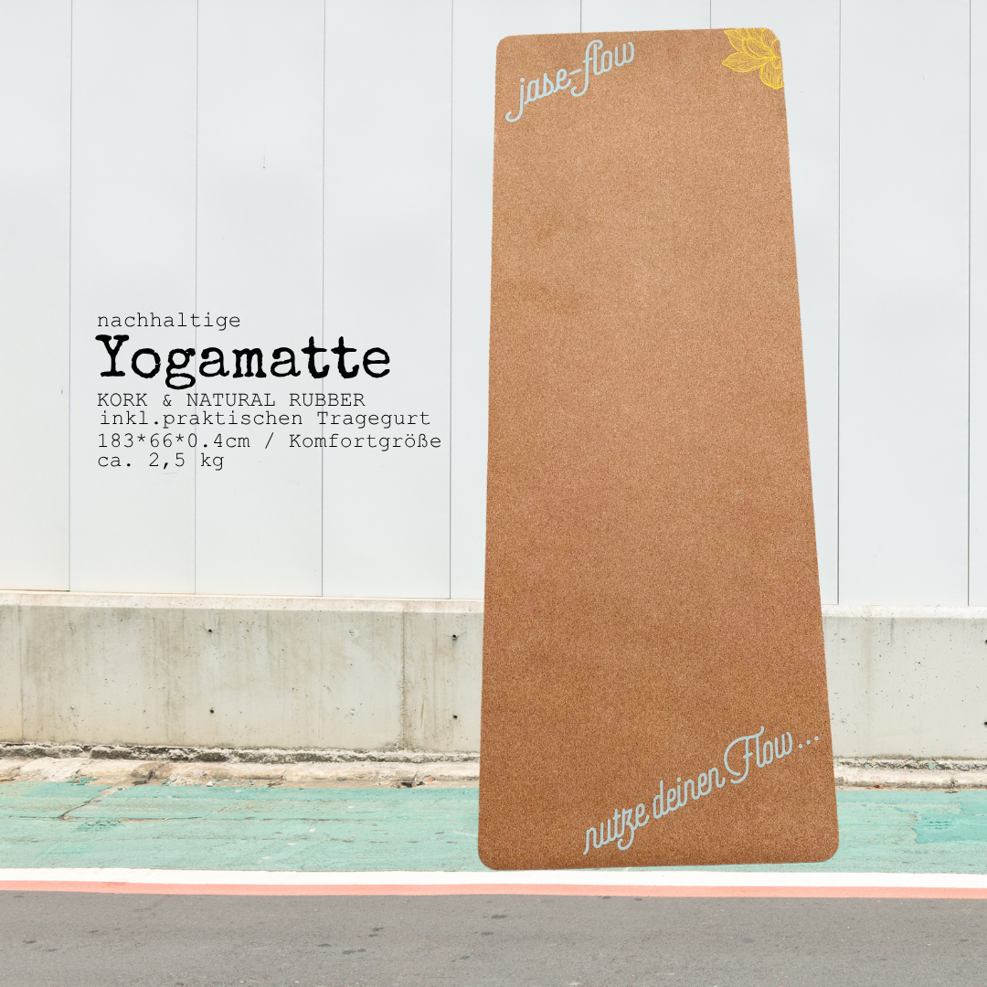 Yogamatte Kork mit Beachy Design inklusive Tragegurt von jase-flow