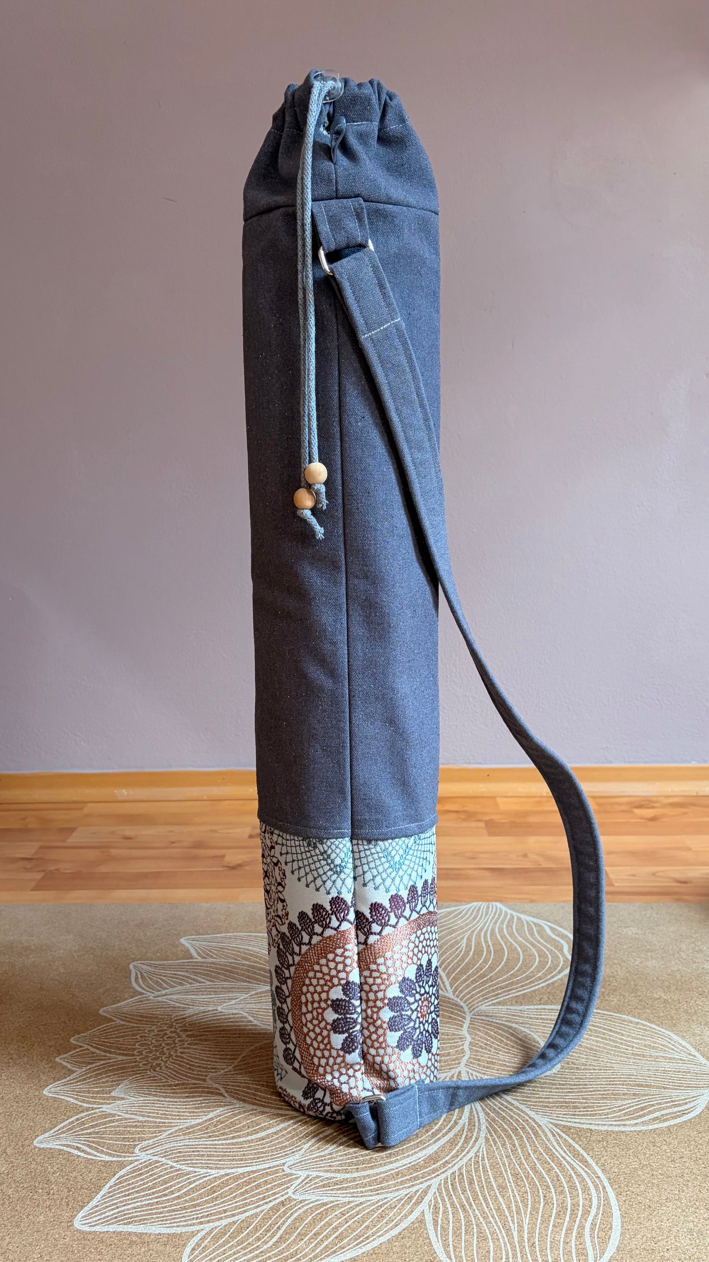 Yogamattentasche aus Canvas mit Tragegurt und Muster – handmade