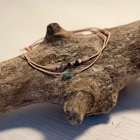 Edelstein Armband im Set Turmalin Gelbgold vergoldet