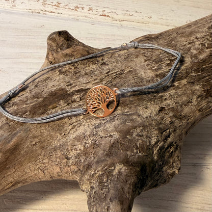 filigranes Armband mit Lebensbaum in Roségold  mit verstellbaren Schiebeknoten