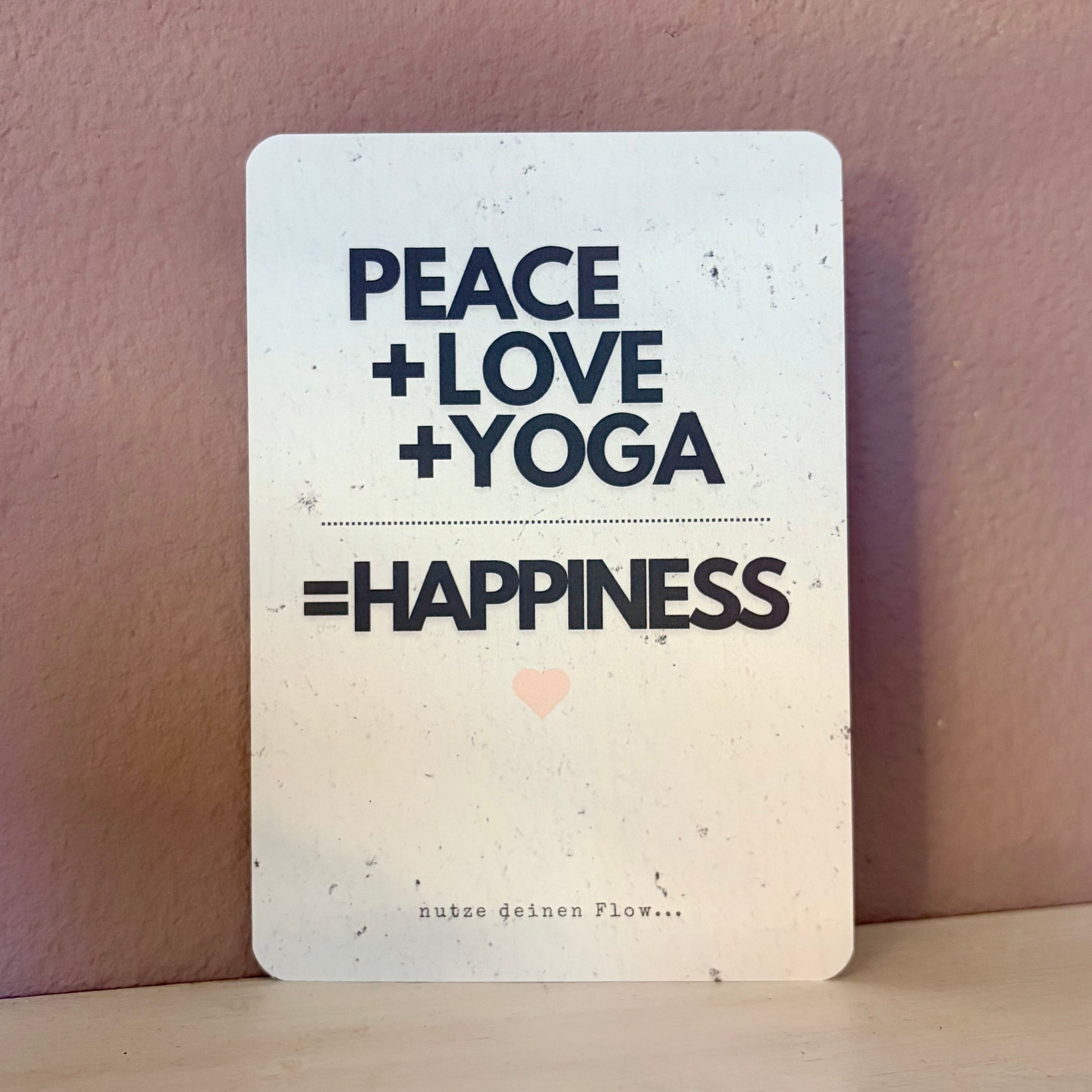 Postkarte aus Naturpapier Peace+Love+Yoga=Happiness