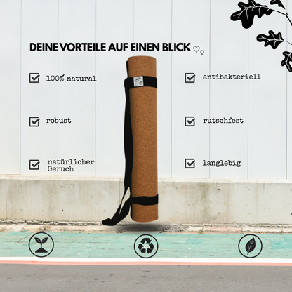 USP Yogamatten Kork und Rubber von jase-flow antibakteriell und rutschfest